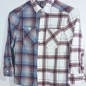 Kid's Wonder Nation Plaid Long Sleeve Button Down Flannel Shirt Size Medium 8